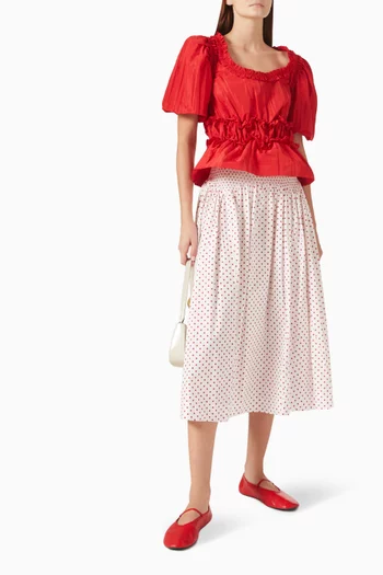 Layla Polka-dot Midi Skirt in Organic Cotton
