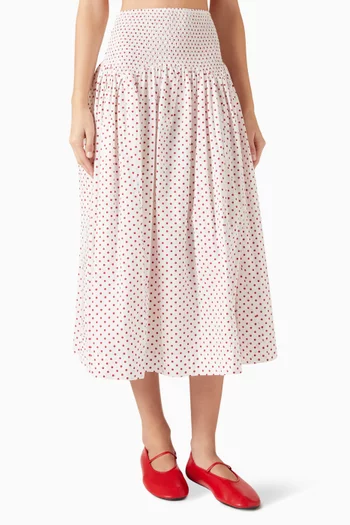 Layla Polka-dot Midi Skirt in Organic Cotton