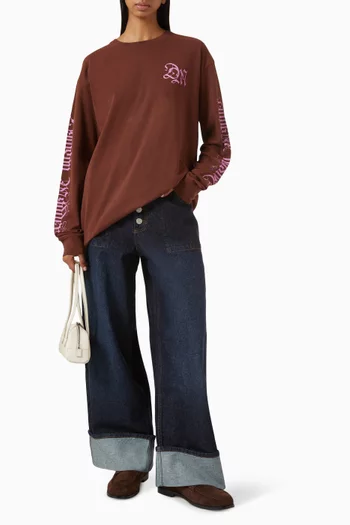 Gigi Baggy Wide Turn Jeans in Denim