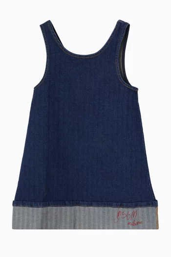 Logo Patch A-line Dress in Denim