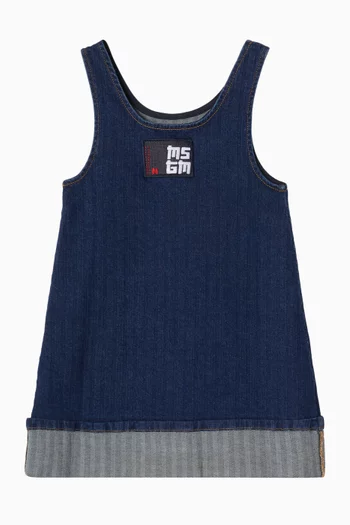 Logo Patch A-line Dress in Denim