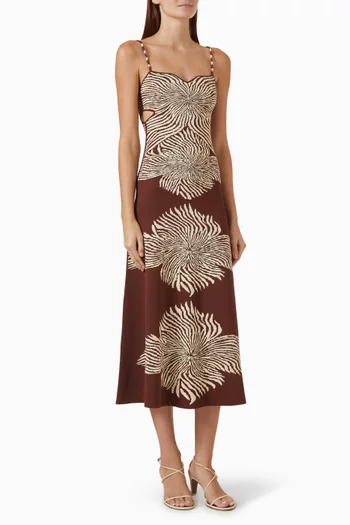 Rayana Floral Midi Dress in Viscose-blend