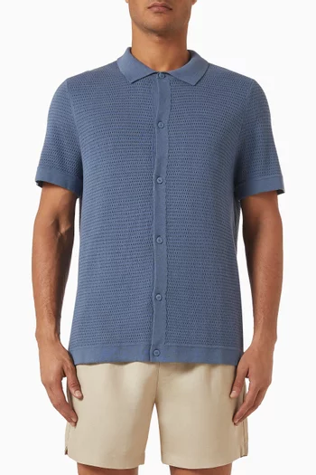 Drop Needle Button-up Shirt in Cotton-knit