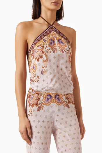 Cerys Scarf-print Top in Viscose