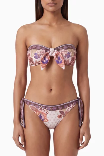 Savannah Scarf-print Bandeau Bikini Top