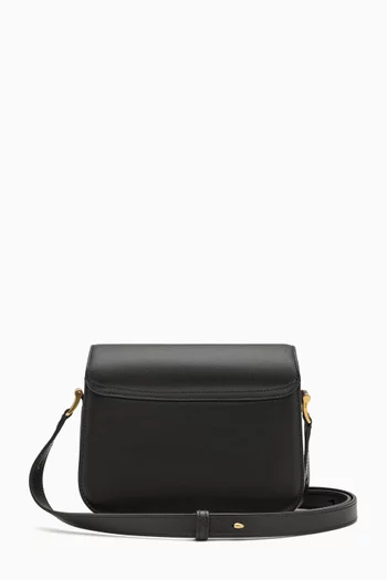 PARIS PARIS CROSSBODY BAG IN SMALL GRAIN LEATHER WITH ADJUSTABLE STRAP FLAP CLOSURE AND GOLD HARDWARE:BLK:One Size|219987363