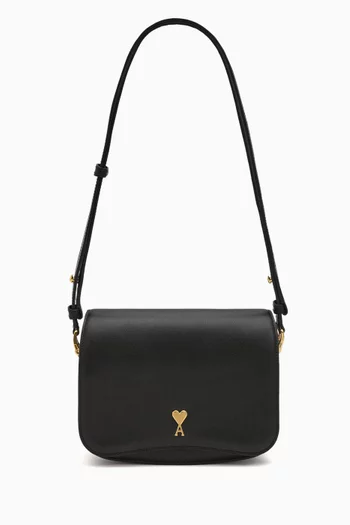 PARIS PARIS CROSSBODY BAG IN SMALL GRAIN LEATHER WITH ADJUSTABLE STRAP FLAP CLOSURE AND GOLD HARDWARE:BLK:One Size|219987363