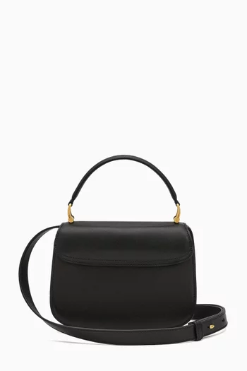 TOP HANDLE PARIS PARIS BAG IN SMALL GRAIN LEATHER WITH GOLD HARDWARE AND FLAP CLOSURE:BLK:One Size|219987362
