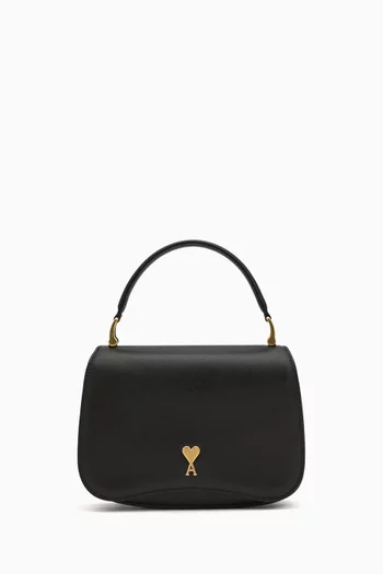 TOP HANDLE PARIS PARIS BAG IN SMALL GRAIN LEATHER WITH GOLD HARDWARE AND FLAP CLOSURE:BLK:One Size|219987362