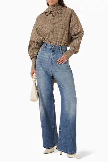 Georgia Detachable-scarf Shirt in Wool