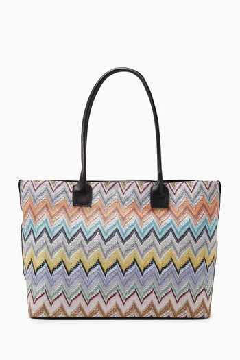 Large Zigzag Tote Bag in Lamé