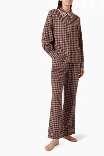 Gingham Long Pyjama Set in Organic Cotton