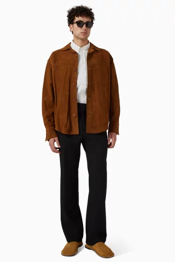 Buttoned Overshirt in Suede Leather