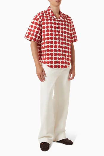 Polka-dot Boxy Shirt in Cotton Canvas