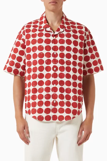 Polka-dot Boxy Shirt in Cotton Canvas