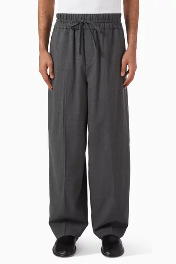 بنطال بحزام خصر مطاطي صوف