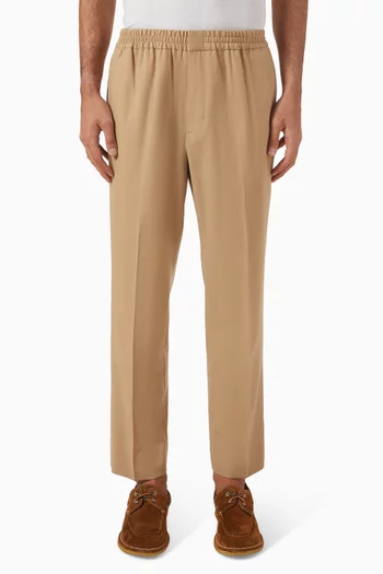 بنطال بحزام خصر مطاطي صوف بكر