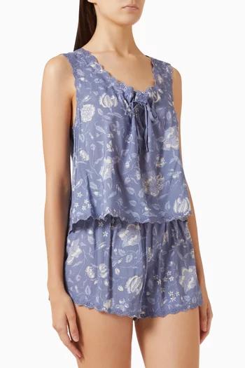Hazel Lace-trim Pyjama Set in Cotton-blend