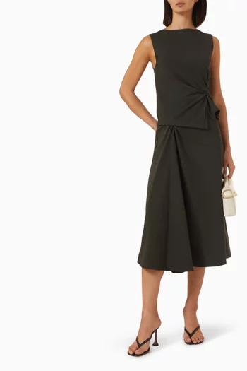 Twisted Midi Skirt in Cotton-jersey