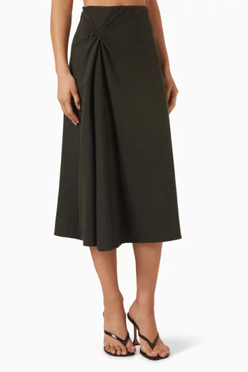 Twisted Midi Skirt in Cotton-jersey