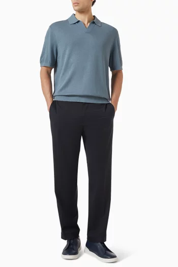Polo T-shirt in Linen-knit