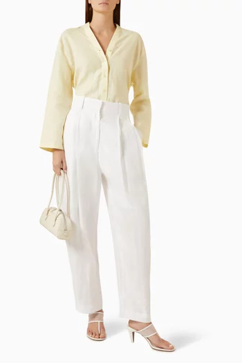 Tailored Barrel-leg Pants in Linen