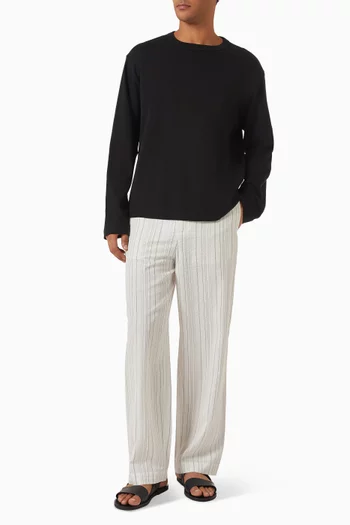 Striped Straight-leg Pants