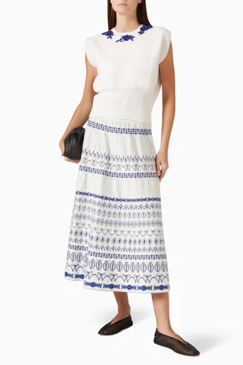 Faience Jacquard Midi Skirt in Knit