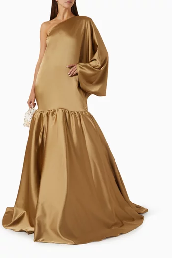 Ecliptia Flared-hem Gown in Satin