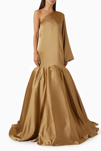 Ecliptia Flared-hem Gown in Satin