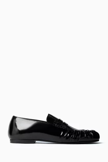 Aven Ruched Loafers in Leather