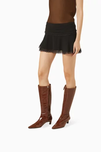 Gema Alli 50 Boots in Croc-embossed Patent Leather