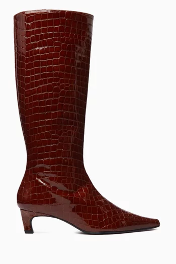 Gema Alli 50 Boots in Croc-embossed Patent Leather