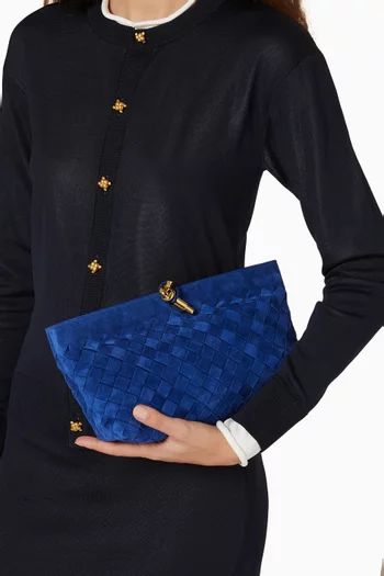 Andiamo Boat Pouch in Intrecciato Suede