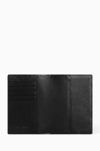 Colour-block Passport Case in Intrecciato Leather