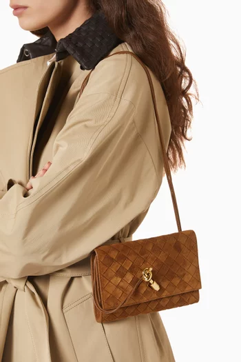Andiamo Pouch On Strap in Intrecciato Suede