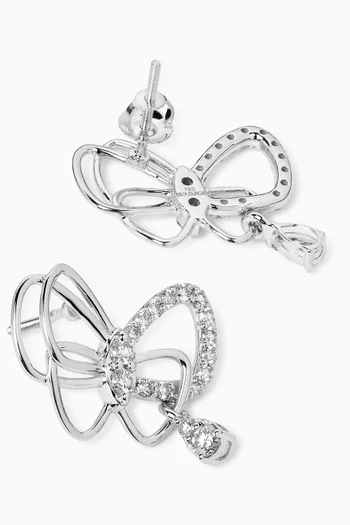 Butterfly Drop Earrings in 18kt White Gold
