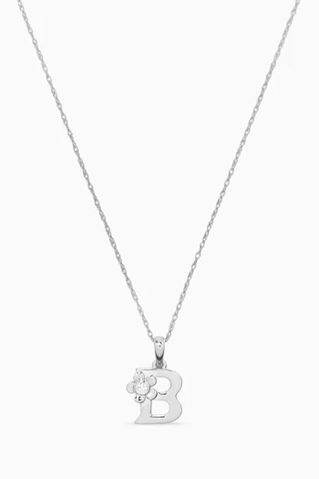 Letter B Necklace in 18kt White Gold
