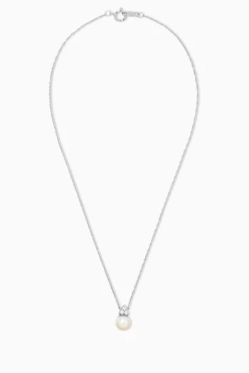 Pearl & Diamond Necklace in 18kt White Gold