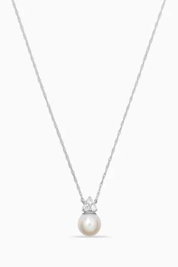 Pearl & Diamond Necklace in 18kt White Gold