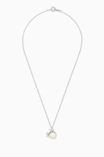 Leaves Pearl & Diamond Necklace in 18kt White Gold
