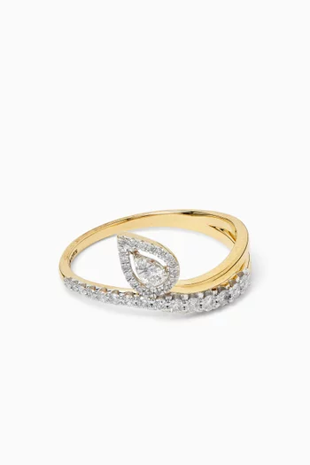 Pear-shaped Diamond Bypass Ring in 18kt Gold