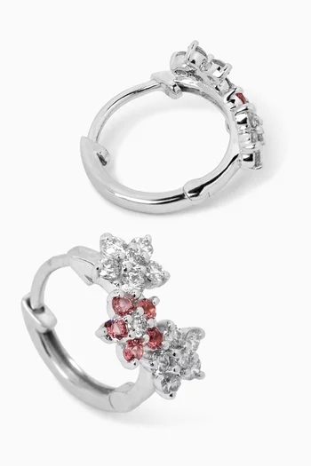 Flower Hoop Earrings in 18kt White Gold