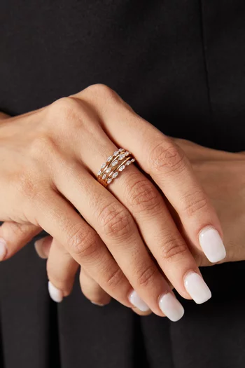 Multi-row Marquise Diamond Ring in 18kt Gold