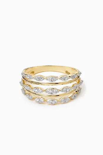 Multi-row Marquise Diamond Ring in 18kt Gold
