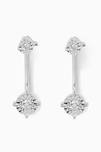 Round Cluster Jacket Drop Earrings in 18kt White Gold