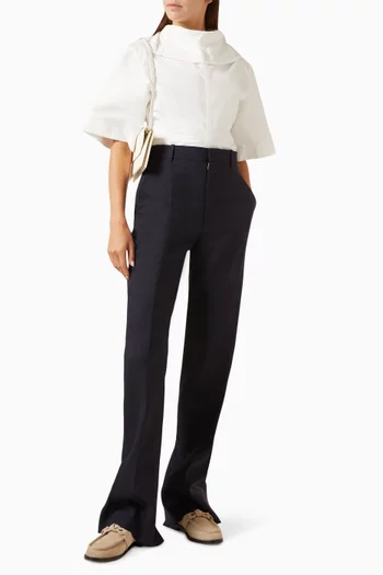 Straight-fit Pants in Shetland Wool-toile