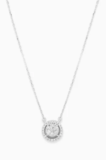Halo Diamond Necklace in 18kt White Gold