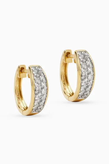 Bezel Pave Diamond Huggie Earrings in 18kt Gold