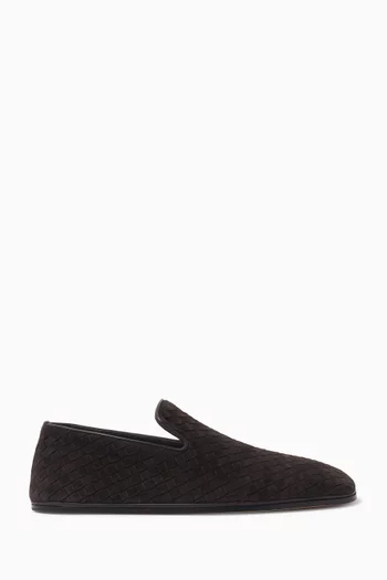 Palazzo Loafers in Intrecciato Suede